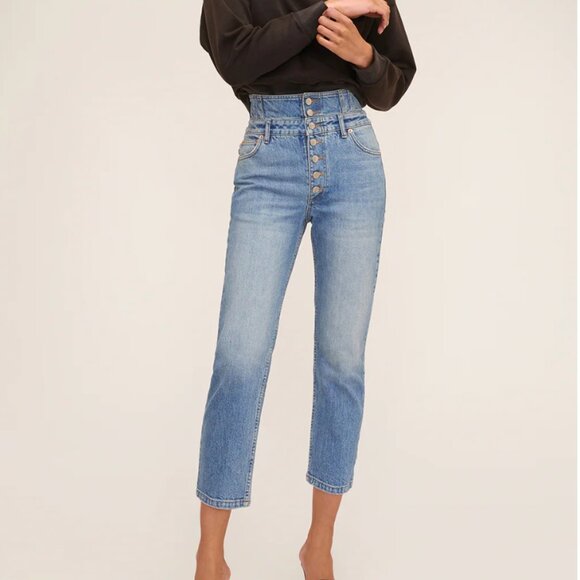 Marissa Webb -Turner II High Waist Corset Jean in Indigo Medium Stone Wash - 29 - Picture 1 of 5
